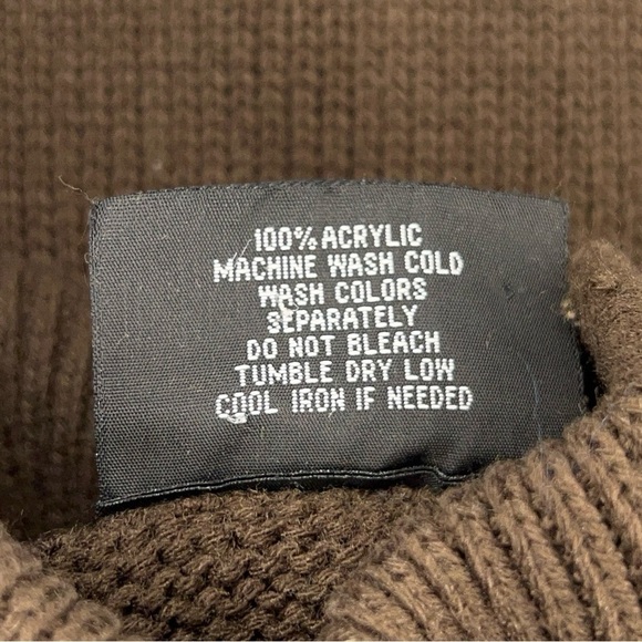 VINTAGE SOUTH POLE BROWN RIBBED SWEATER MENS 90’s TURTLENECK LONG SLEEVE - Picture 11 of 12